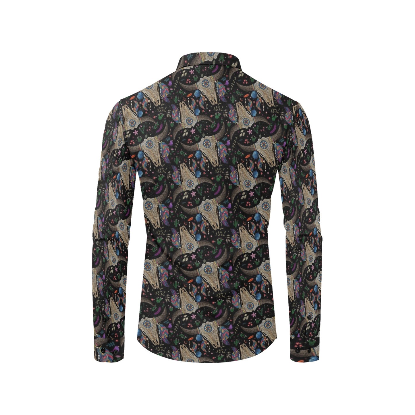 Buffalo Head Print Design LKS401 Men's Long Sleeve Dress Shirt