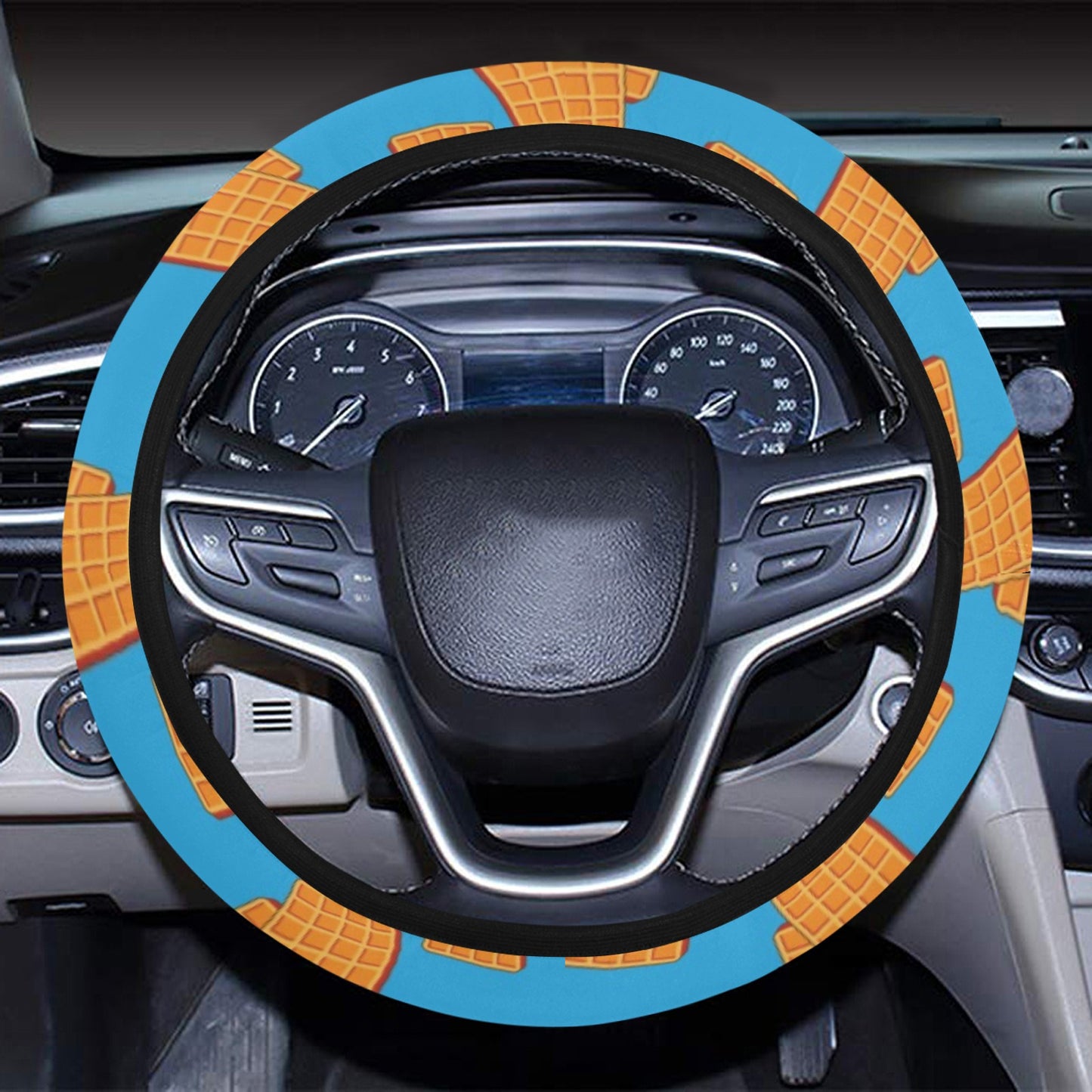 Waffle Print Design LKS304 Steering Wheel Cover with Elastic Edge