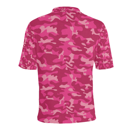 Camo Pink Pattern Print Design 01 Men Polo Shirt