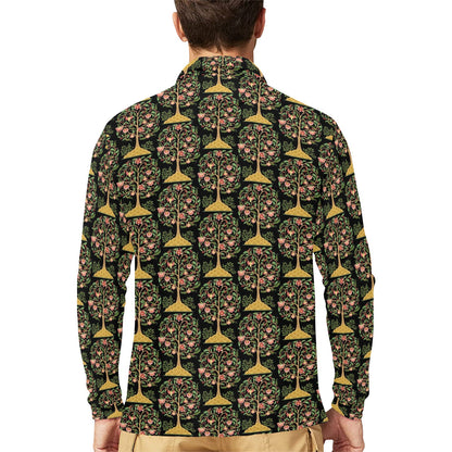 Tree Of Life Print Design LKS303 Long Sleeve Polo Shirt For Men's