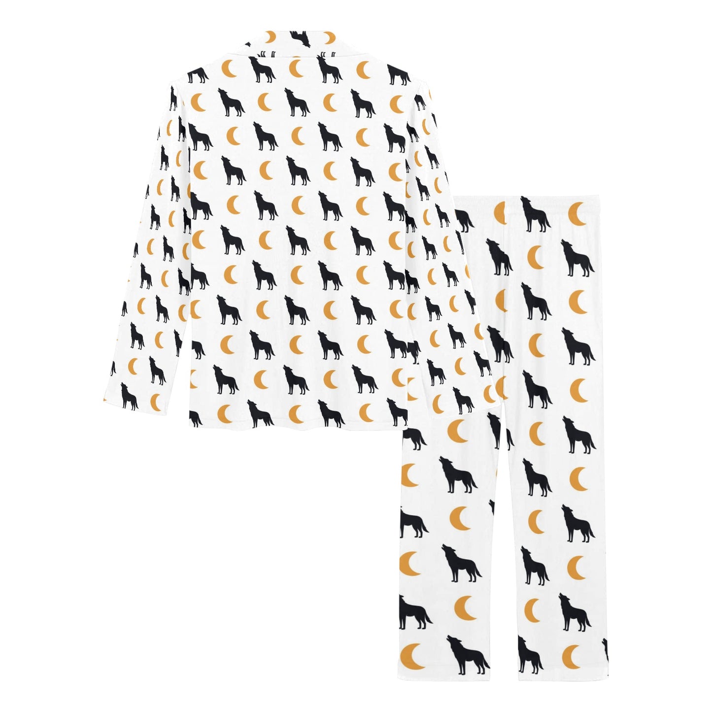 Wolf Moon Print Design LKS302 Women's Long Pajama Set