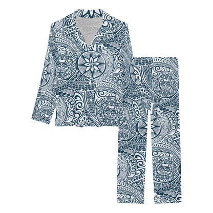 Polynesian Pattern Print Design A03 Women's Long Pajama Set