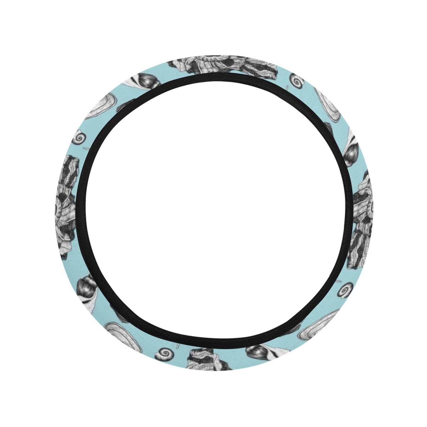 Seashell Beach Print Design LKS302 Steering Wheel Cover with Elastic Edge