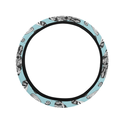 Seashell Beach Print Design LKS302 Steering Wheel Cover with Elastic Edge