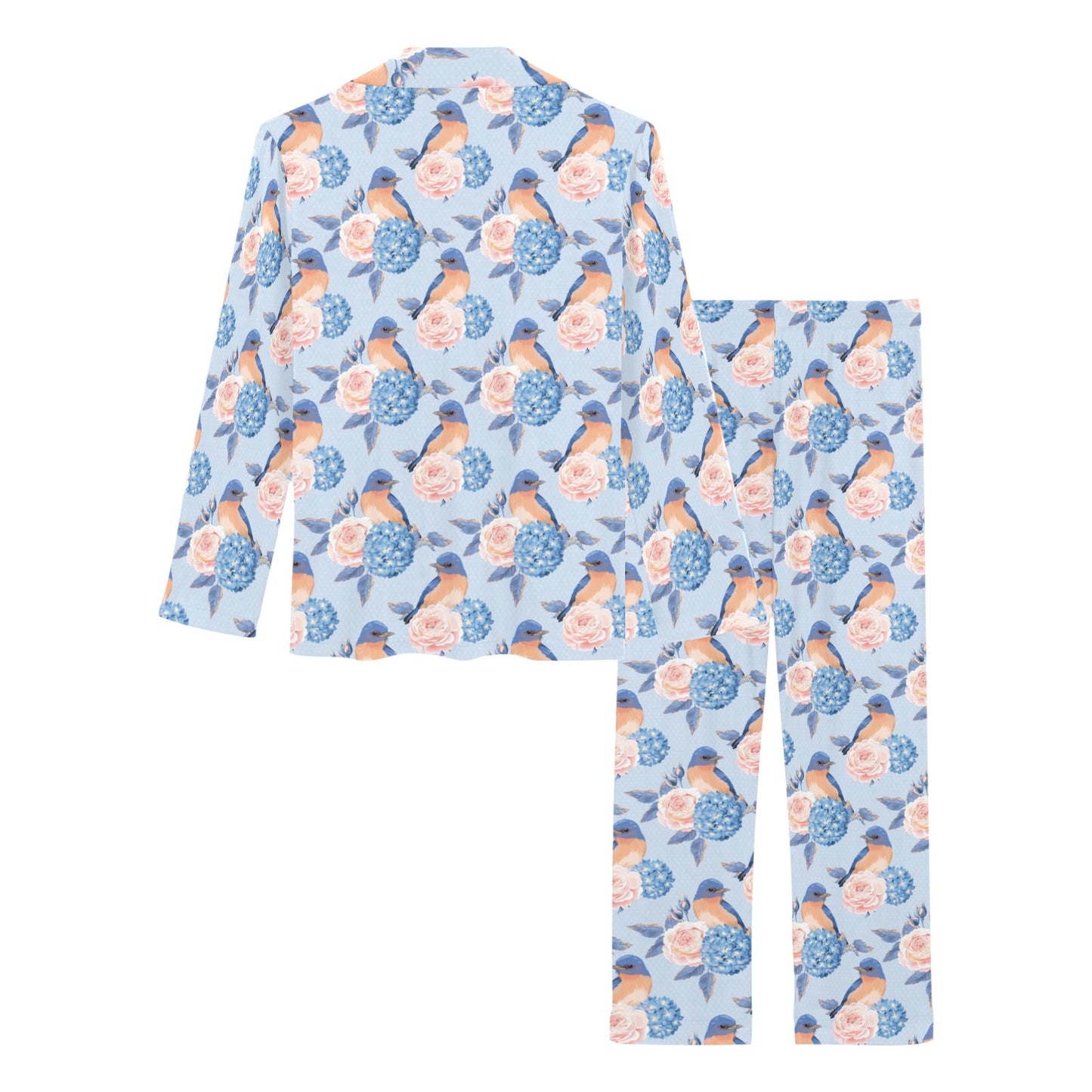 Bluebird Pattern Print Design 01 Women's Long Pajama Set