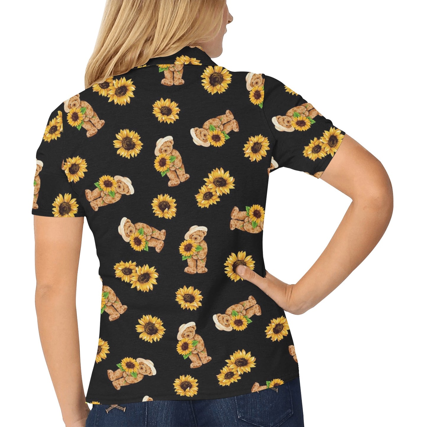 Sunflower Pattern Print Design SF016 Women's Polo Shirt