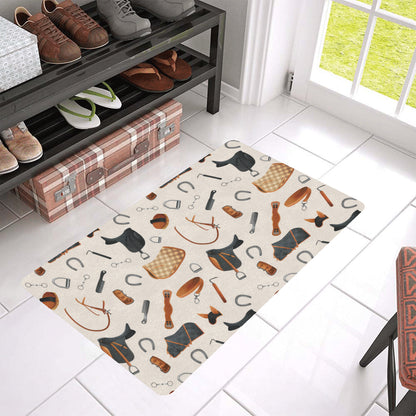 Equestrian Equipment Print Pattern Rubber Doormat