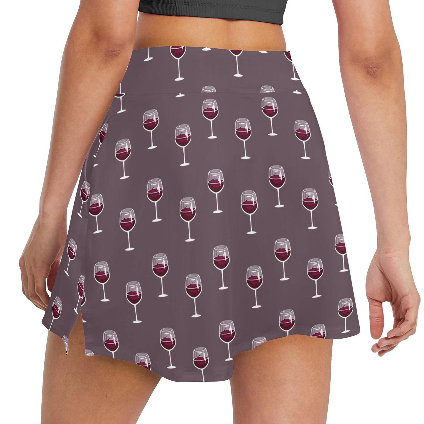 Wine Glass Pattern Print Design LKS305 17" Golf & Pickleball Skort with Pockets