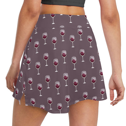 Wine Glass Pattern Print Design LKS305 17" Golf & Pickleball Skort with Pockets