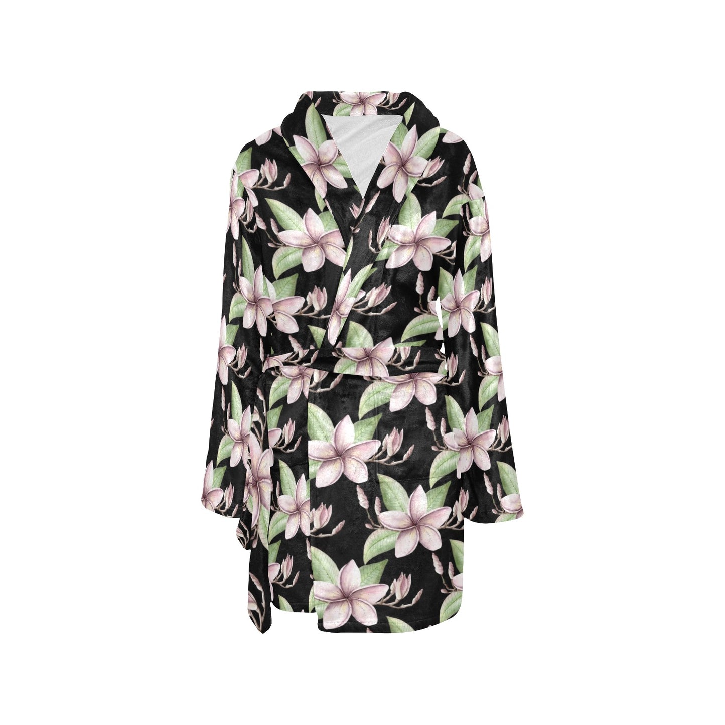 Plumeria Pattern Print Design PM02 Women's Fleece Robe