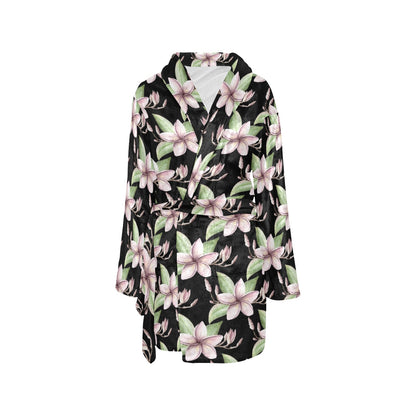 Plumeria Pattern Print Design PM02 Women's Fleece Robe