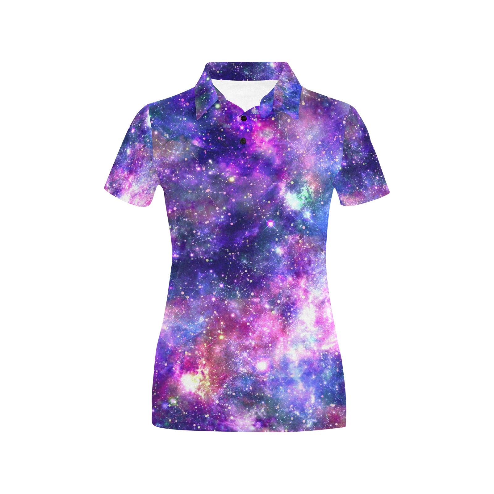 Galaxy Night Stardust Space Print Women's Polo Shirt