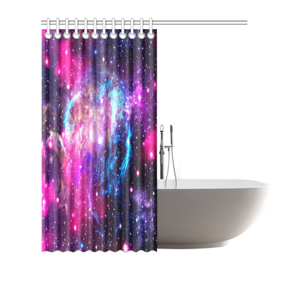 Galaxy Night Purple Space Print Shower Curtain