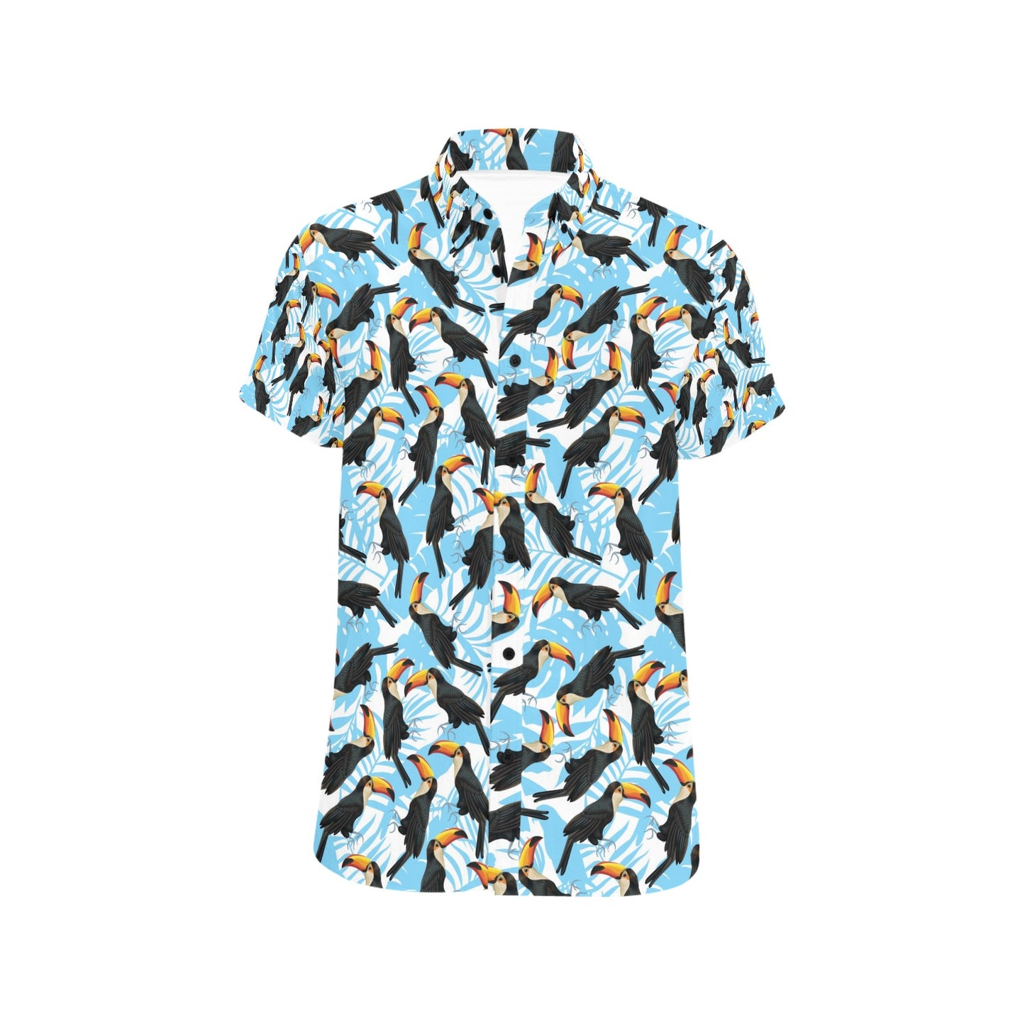 Toucan Print Design LKS303 Men Short Sleeve Button Up Shirt