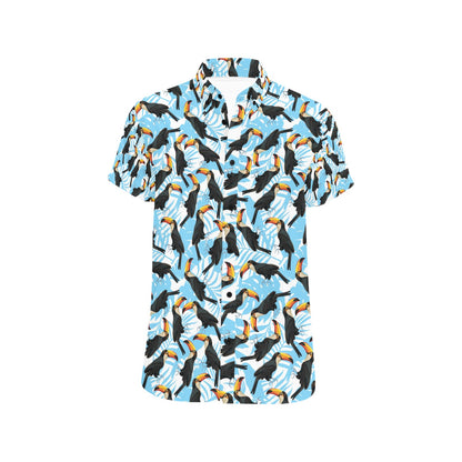 Toucan Print Design LKS303 Men Short Sleeve Button Up Shirt