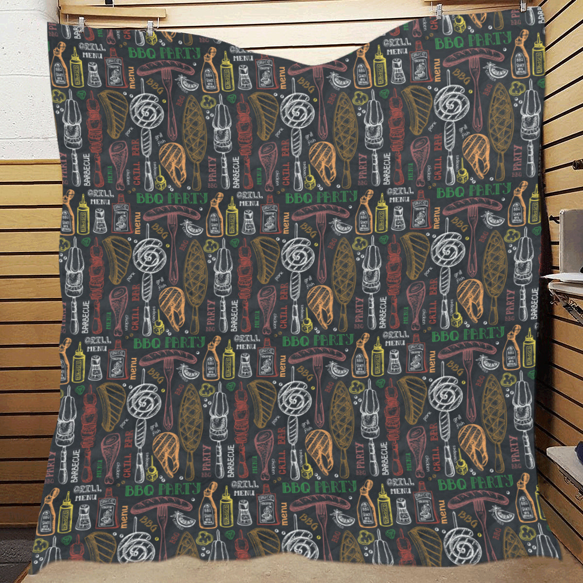 Barbecue Pattern Print Design 03 Premium Quilt
