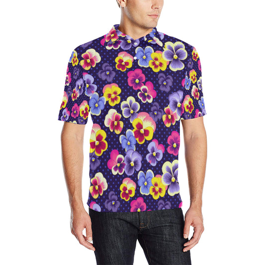 Pansy Pattern Print Design PS04 Men Polo Shirt