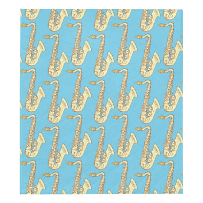Saxophone Pattern Print Design 03 Premium Quilt