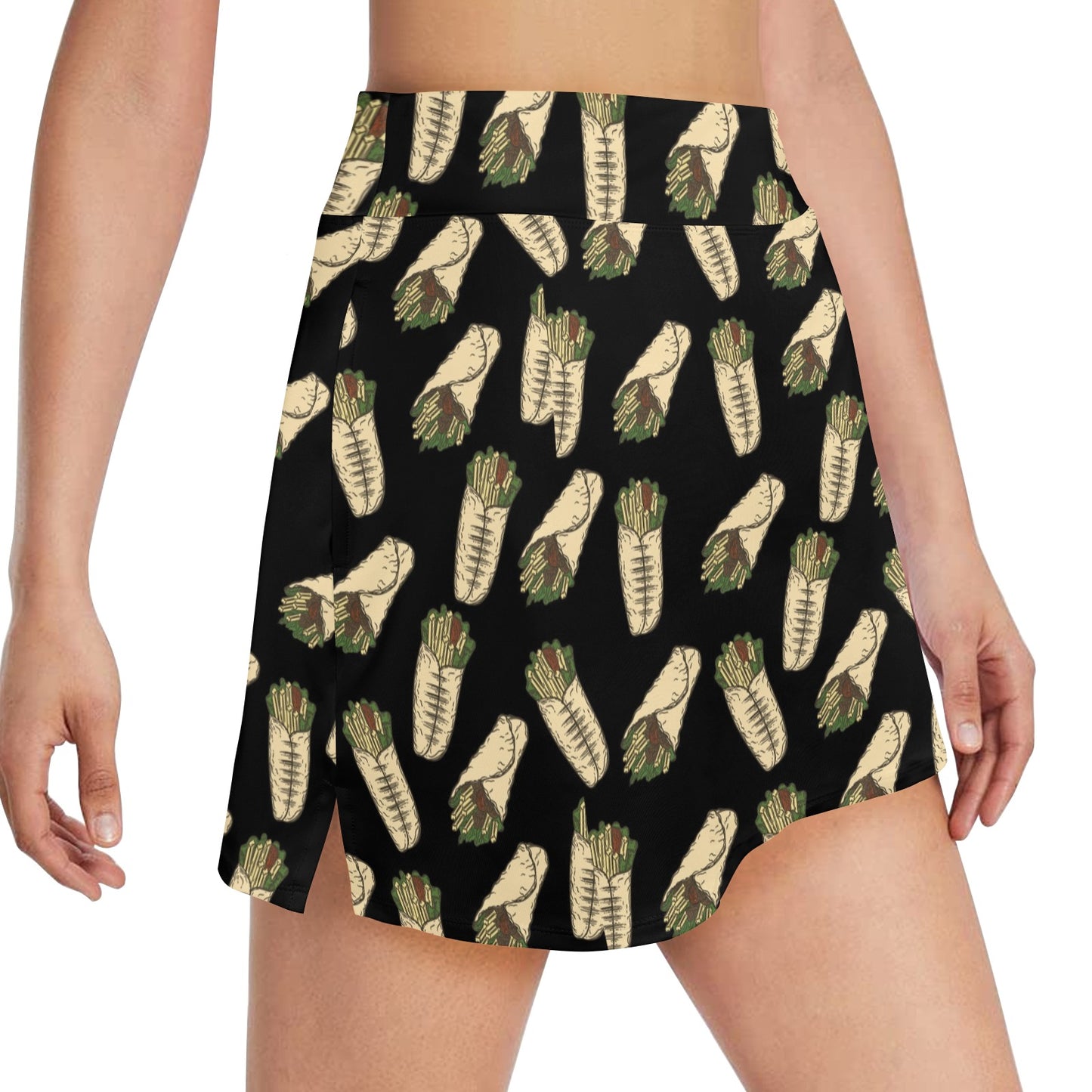 Burrito Print Design LKS303 Women's Golf Skirt with Pocket