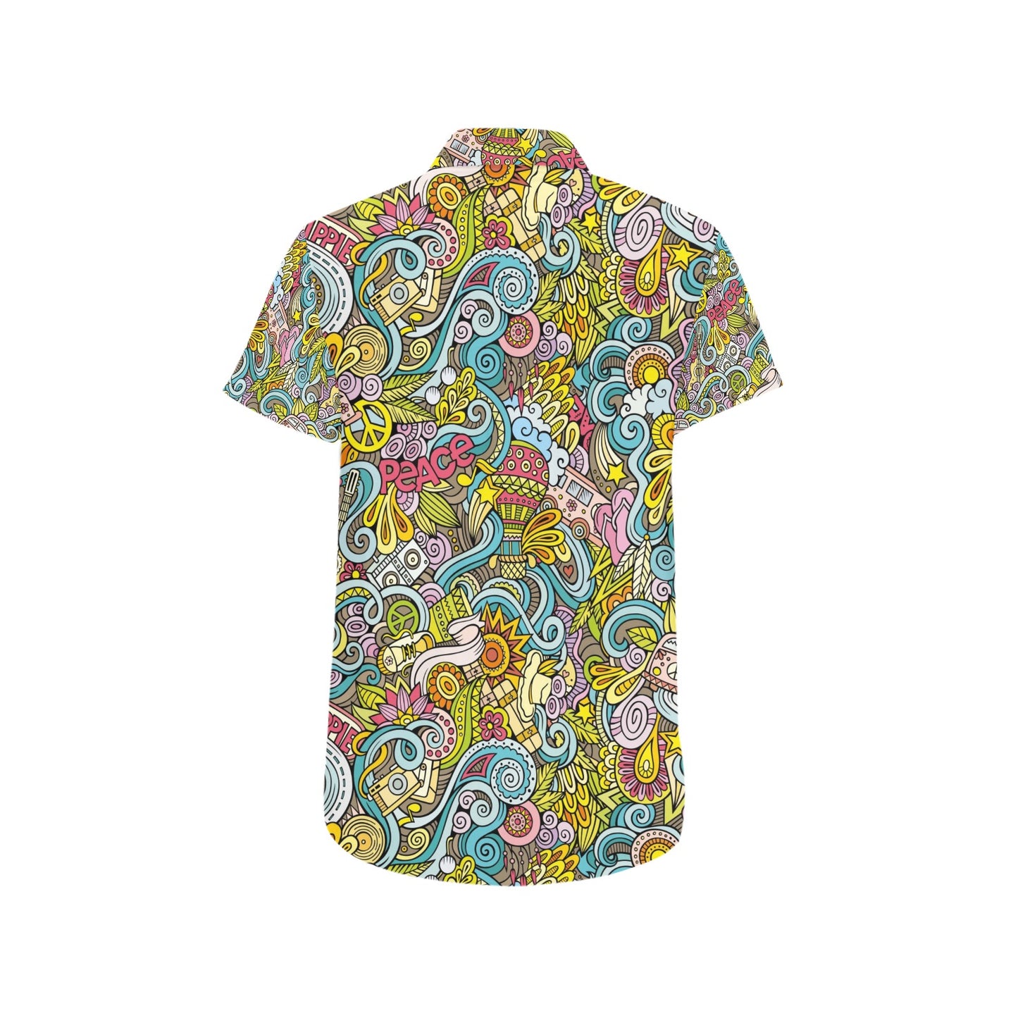 Hippie Print Design LKS301 Men Short Sleeve Button Up Shirt