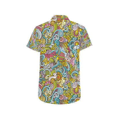 Hippie Print Design LKS301 Men Short Sleeve Button Up Shirt