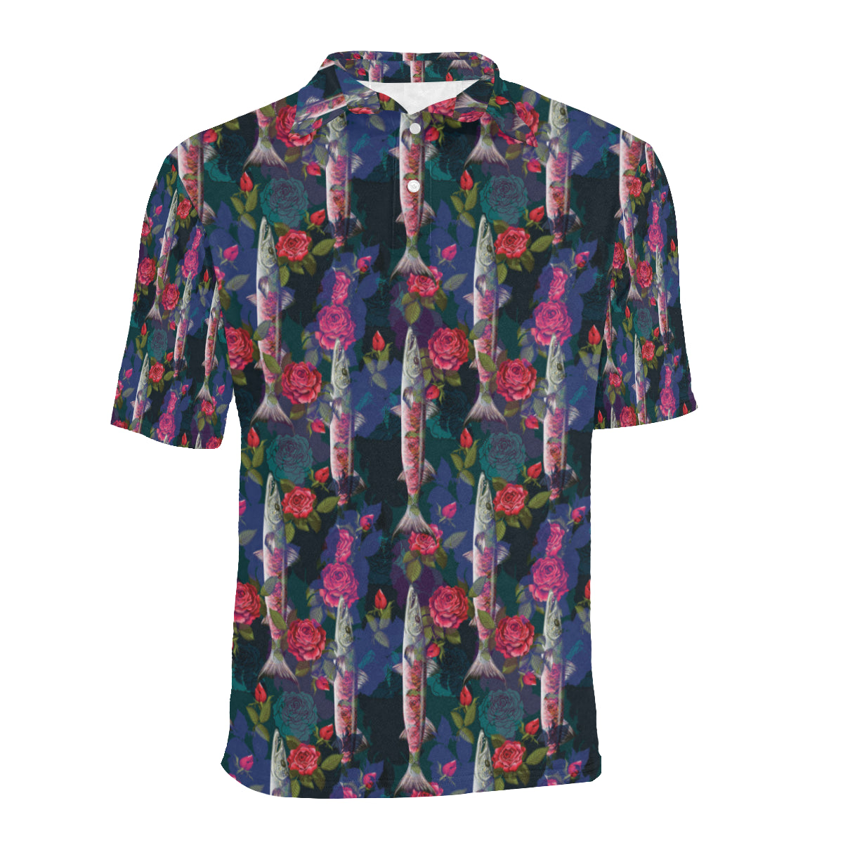 Barracuda with Folwer Pattern Print Design 01 Men Polo Shirt