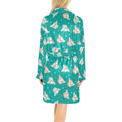 Chihuahua Polka Dot Pattern Women's Fleece Robe