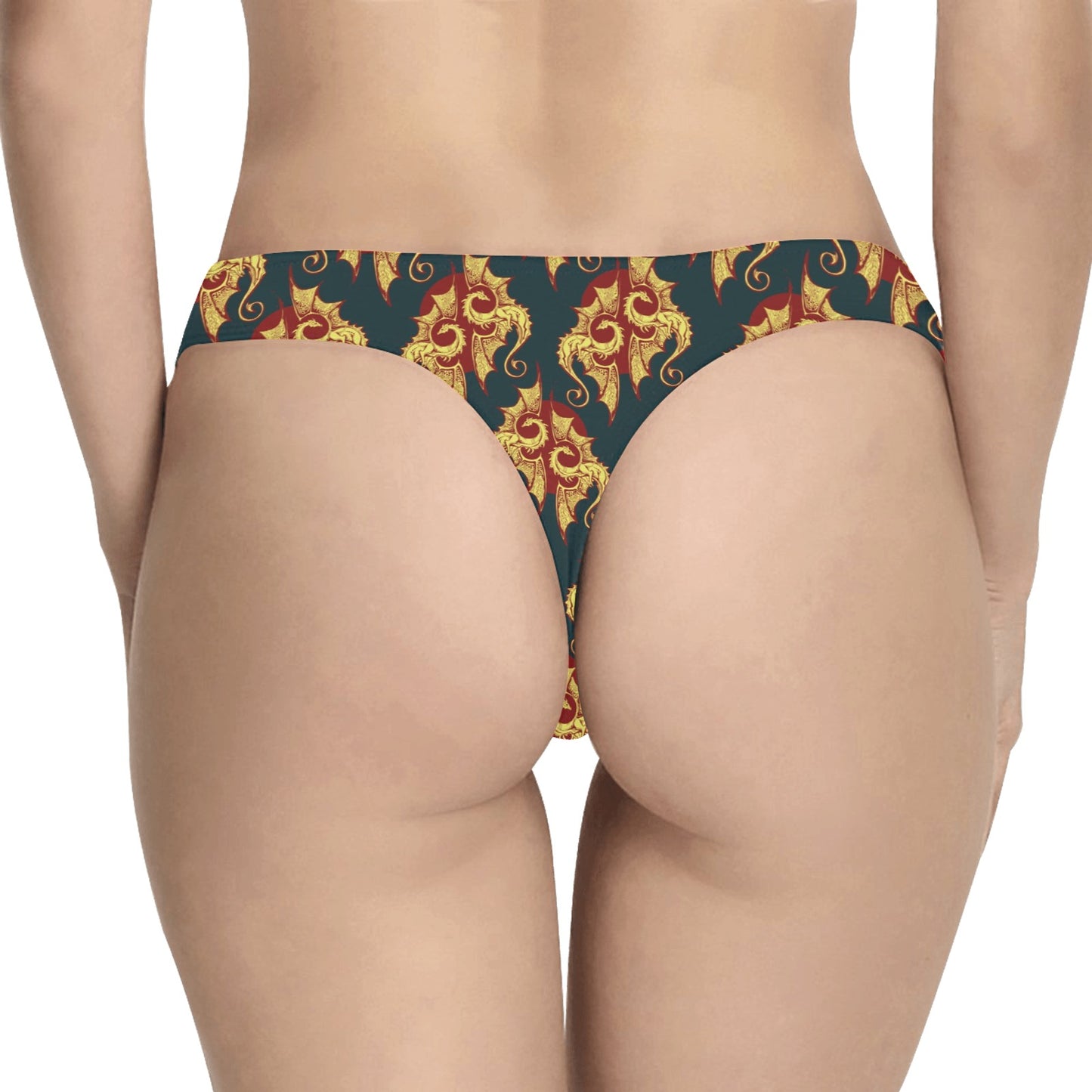 Dragons Gold Design Pattern Women's Thongs