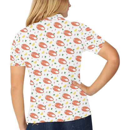 Salmon Steak Print Design LKS303 Women's Polo Shirt