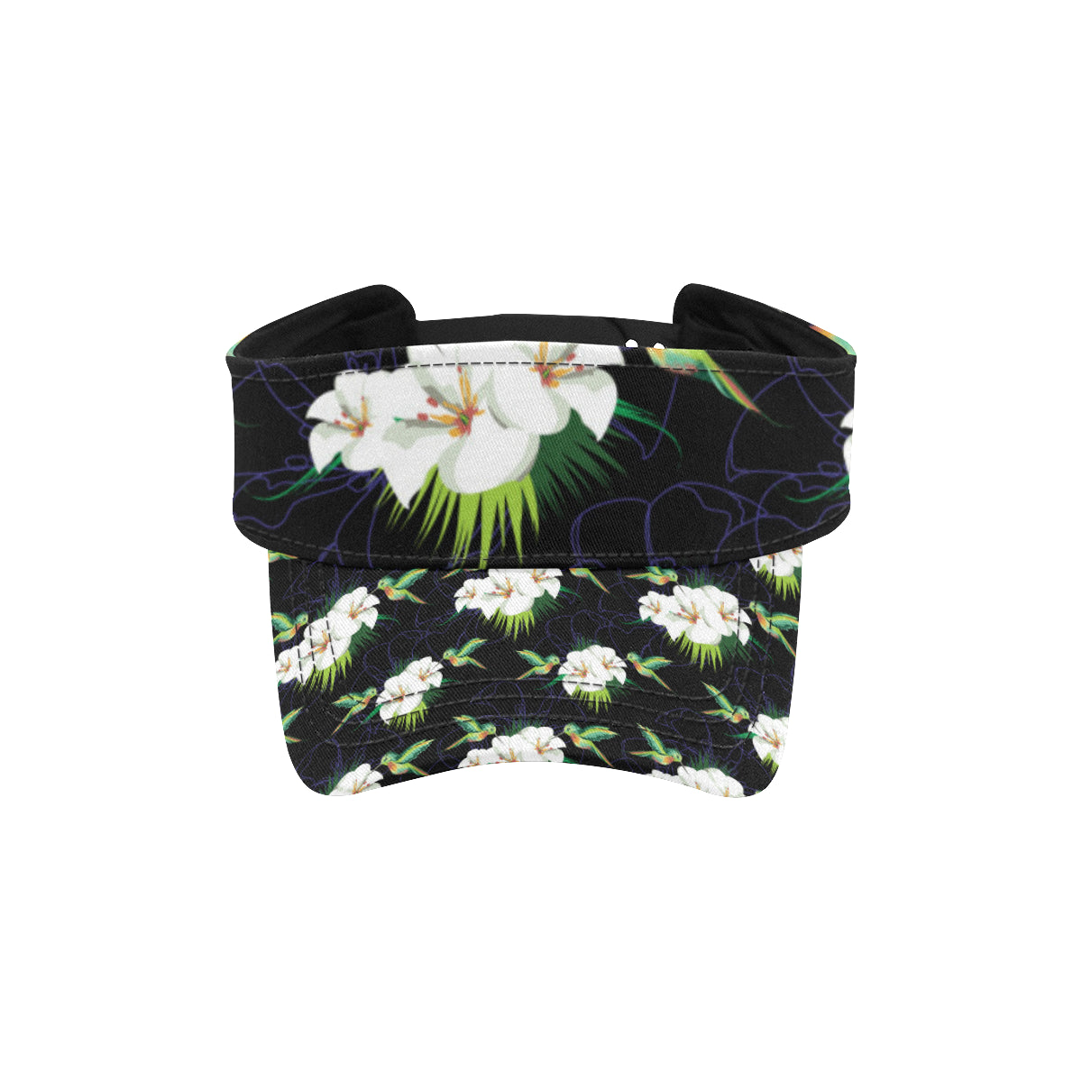 Hummingbird with Flower Pattern Print Design 03 Unisex Sun Visor
