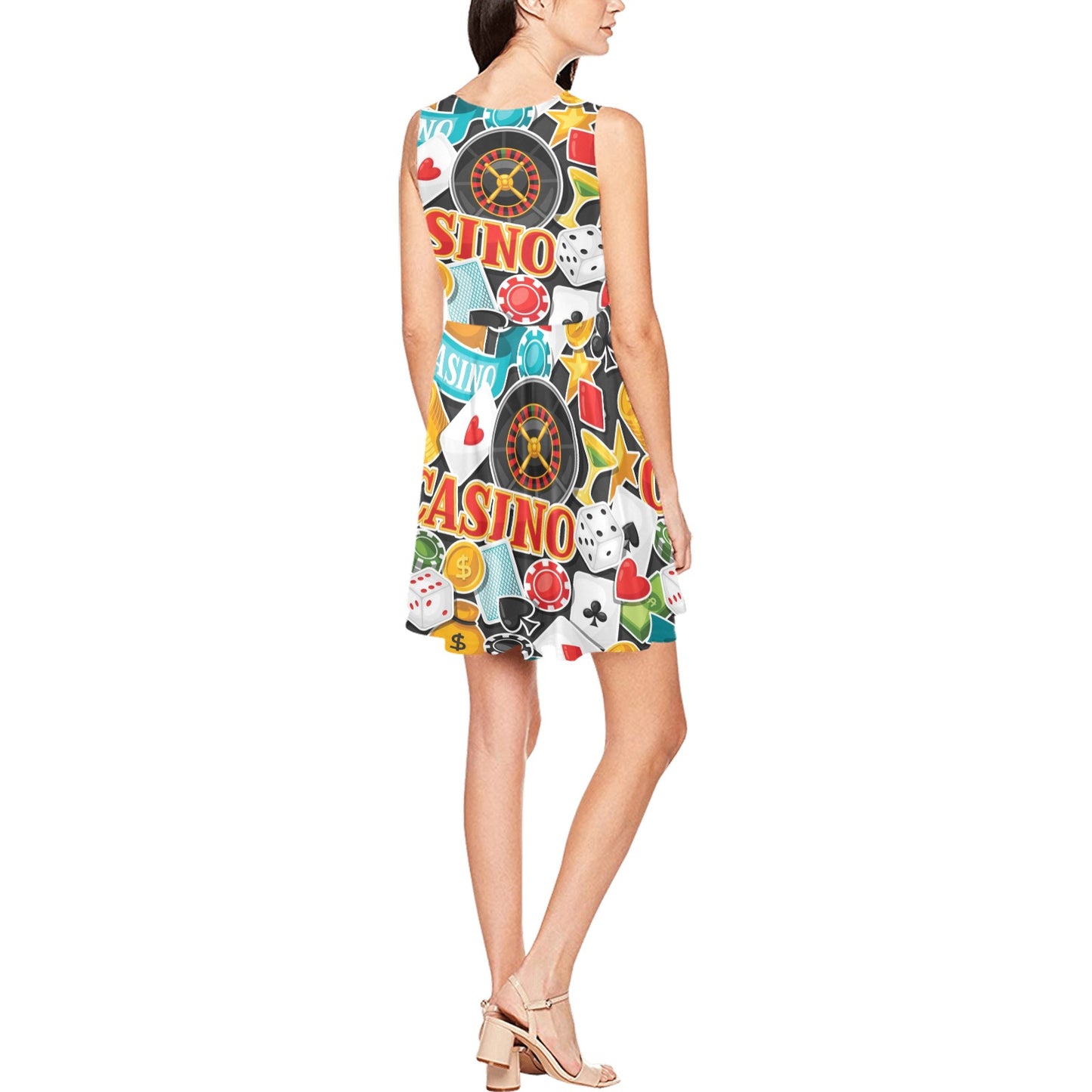 Casino Pattern Print Design 03 Sleeveless Dress