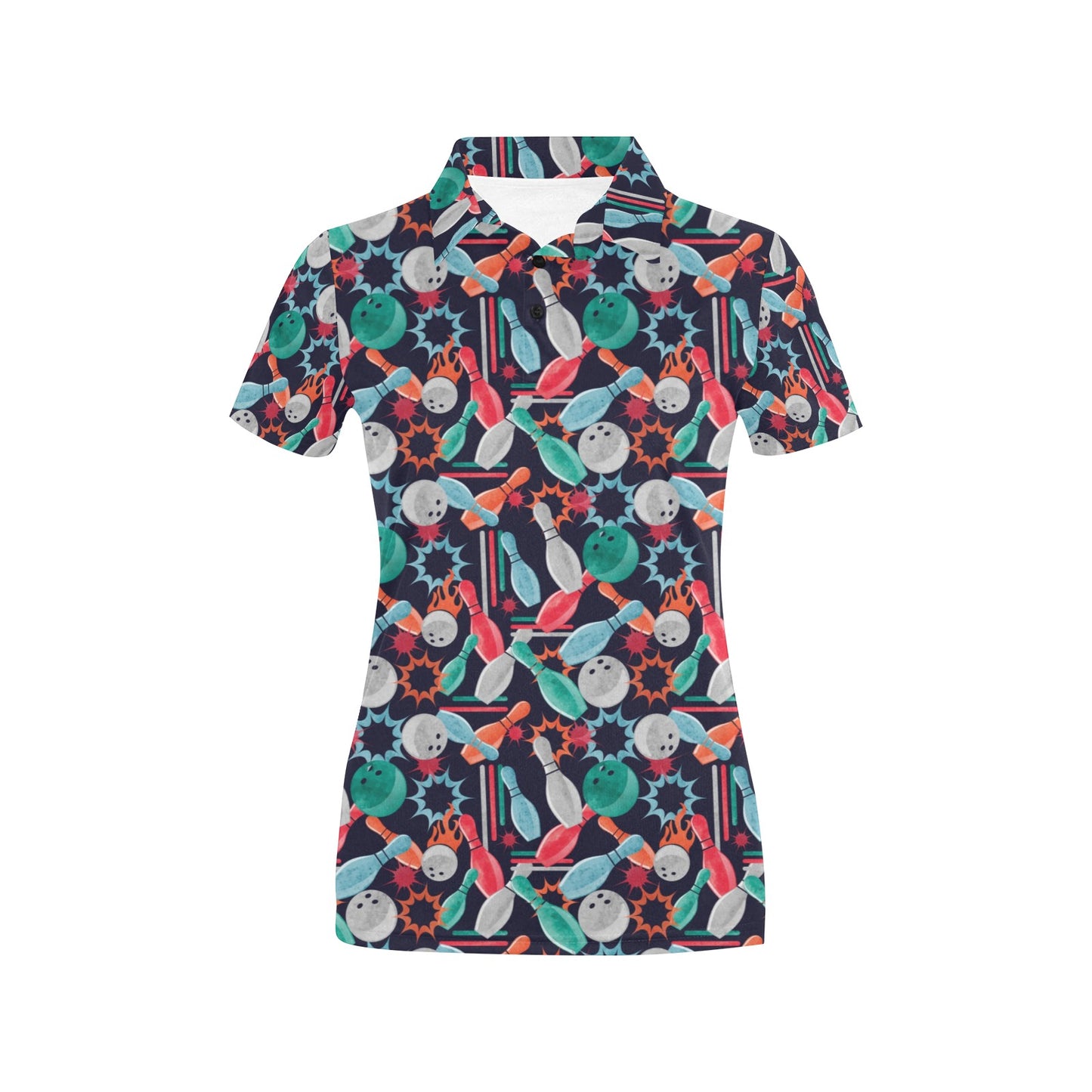 Bowling Pattern Print Design 08 Women's Polo Shirt