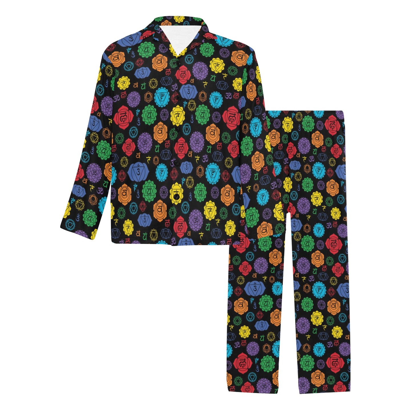 Chakra Pattern Print Design 01 Men's Long Pajama Set