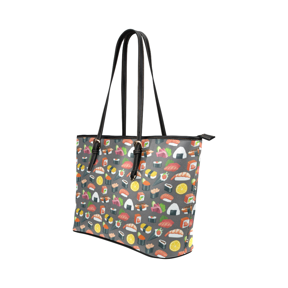 Sushi Pattern Print Leather Tote Bag