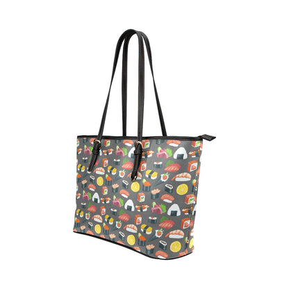 Sushi Pattern Print Leather Tote Bag