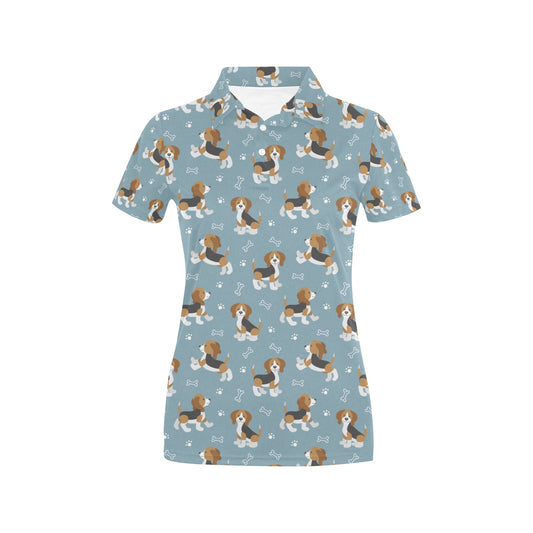 Beagle Pattern Print Design 02 Women's Polo Shirt