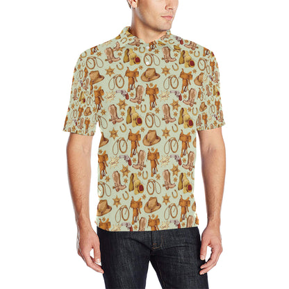 Western Cowboy Design Pattern Men Polo Shirt