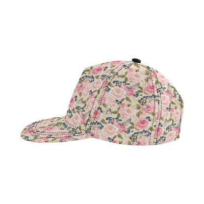 Floral Pink Butterfly Print Snapback Cap
