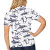 Great White Shark Pattern Print Design 02 Women's Polo Shirt