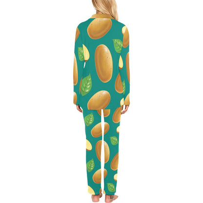 Potato Pattern Print Design A04 Women's Long Pajama Set