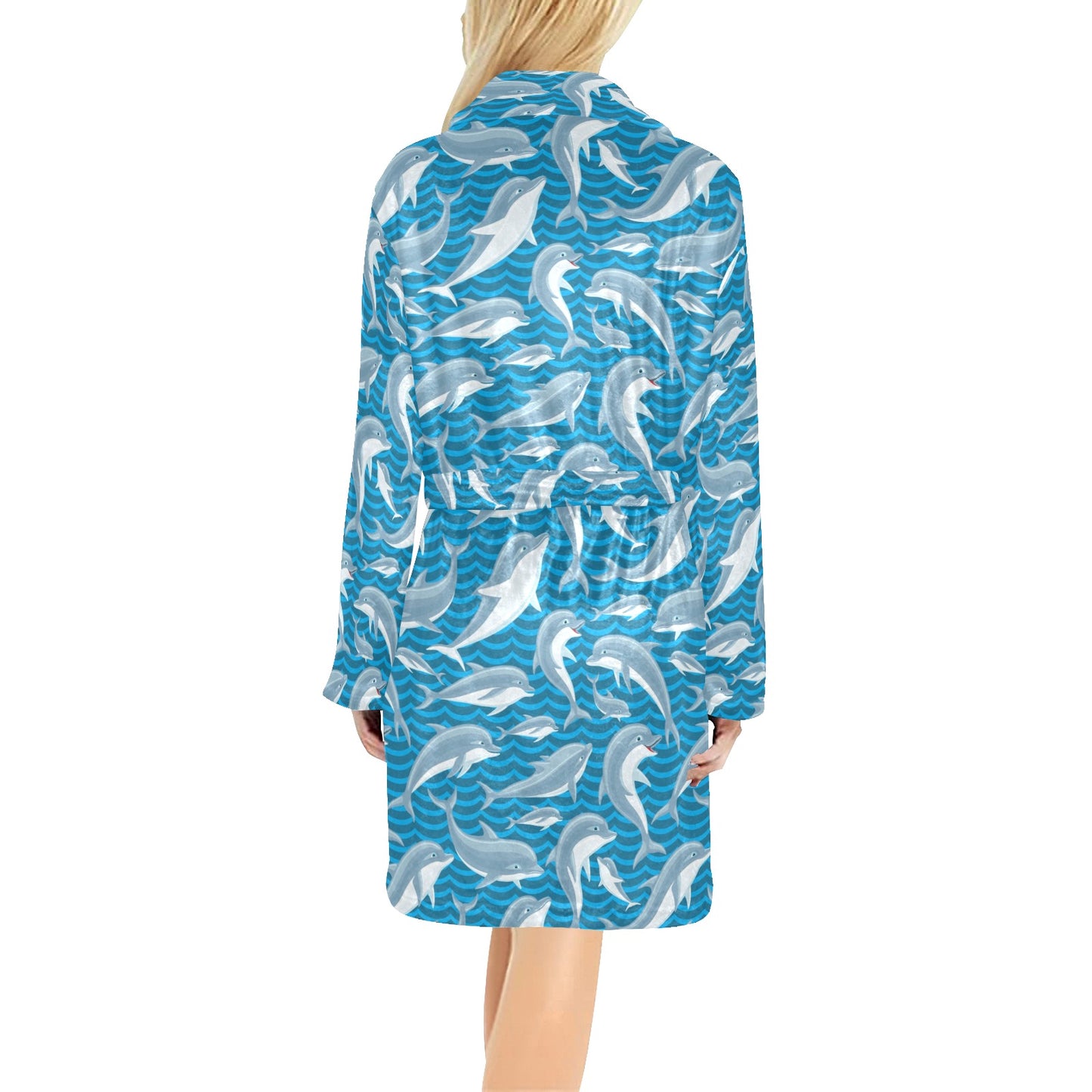 Dolphin Cute Print Pattern Women's Fleece Robe