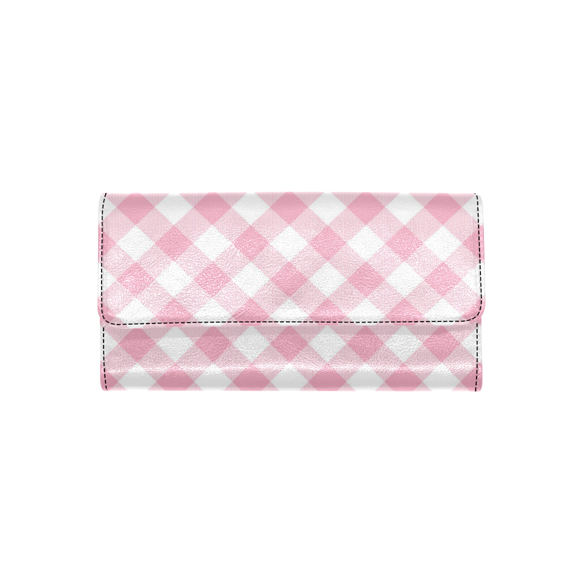 Gingham Pink Pattern Print Design 02 Women's Trifold Wallet
