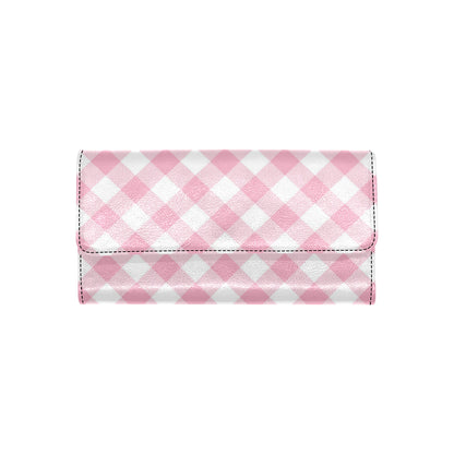 Gingham Pink Pattern Print Design 02 Women's Trifold Wallet