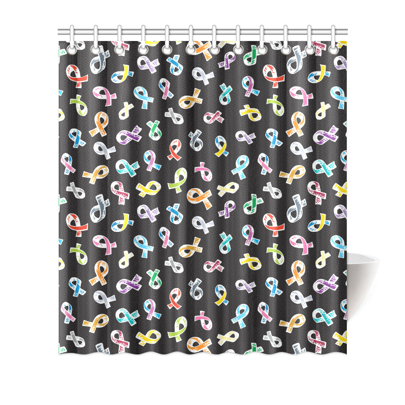 Cancer Awareness Pattern Print Design 02 Shower Curtain