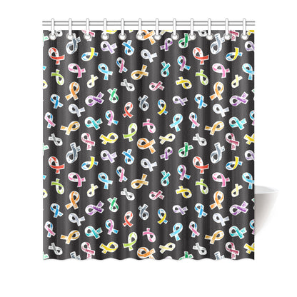 Cancer Awareness Pattern Print Design 02 Shower Curtain