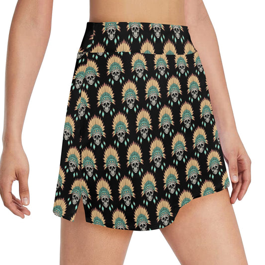 American indian Skull Pattern 17" Golf & Pickleball Skort with Pockets