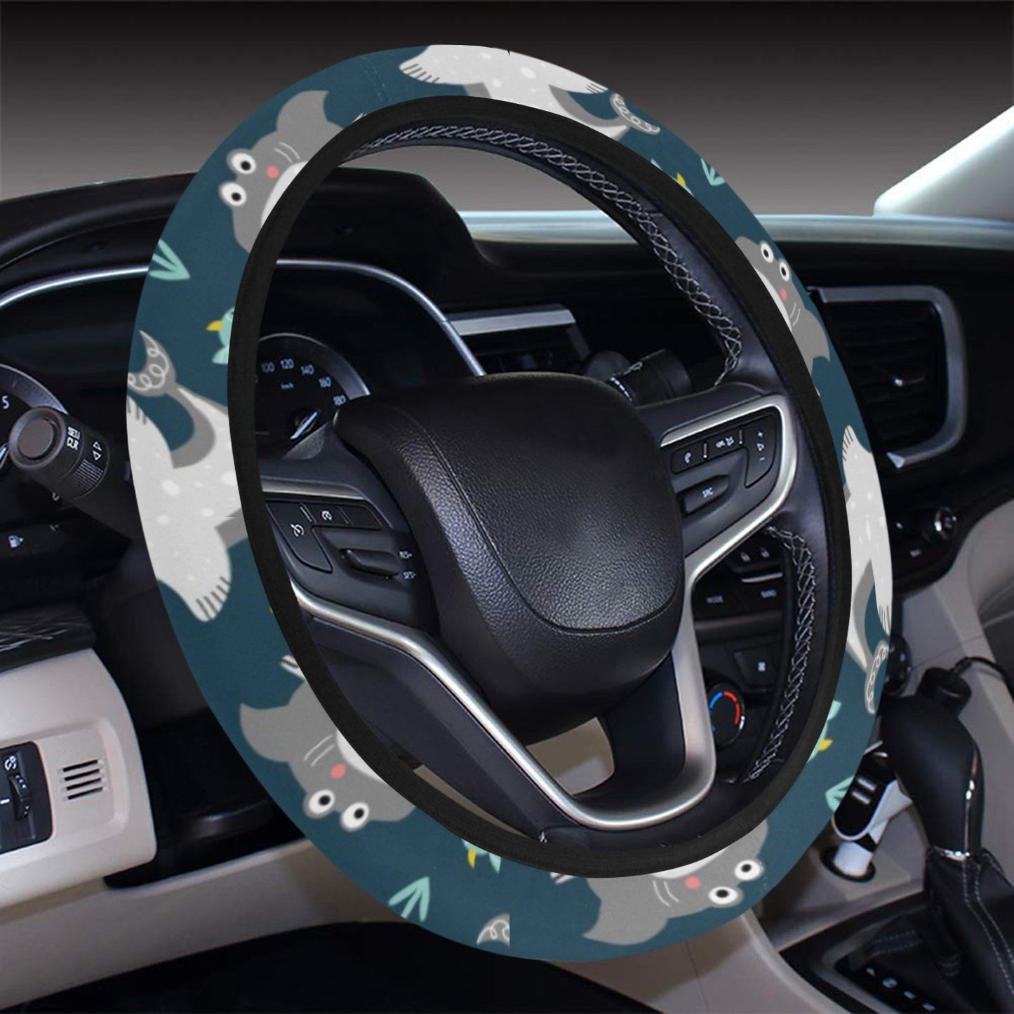Shark Print Design LKS307 Steering Wheel Cover with Elastic Edge