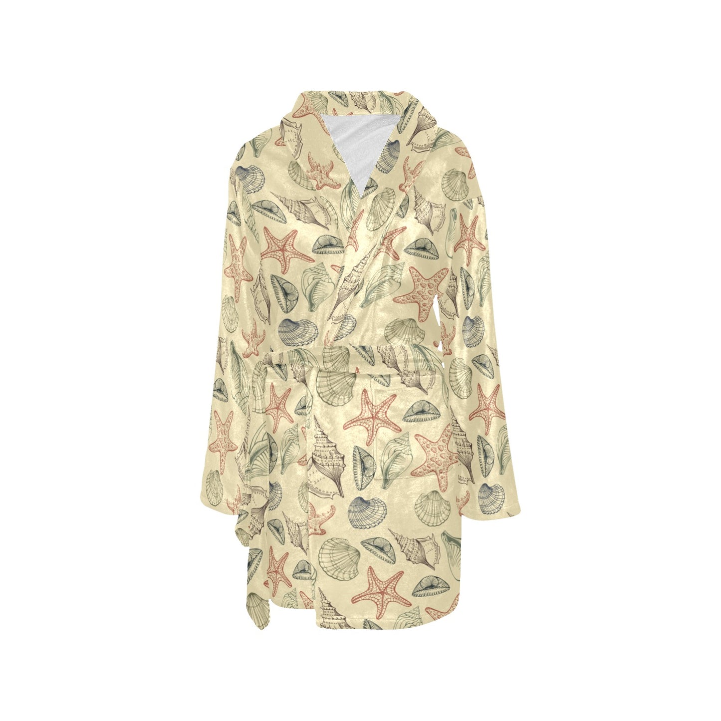 Seashell Print Design LKS305 Women's Fleece Robe