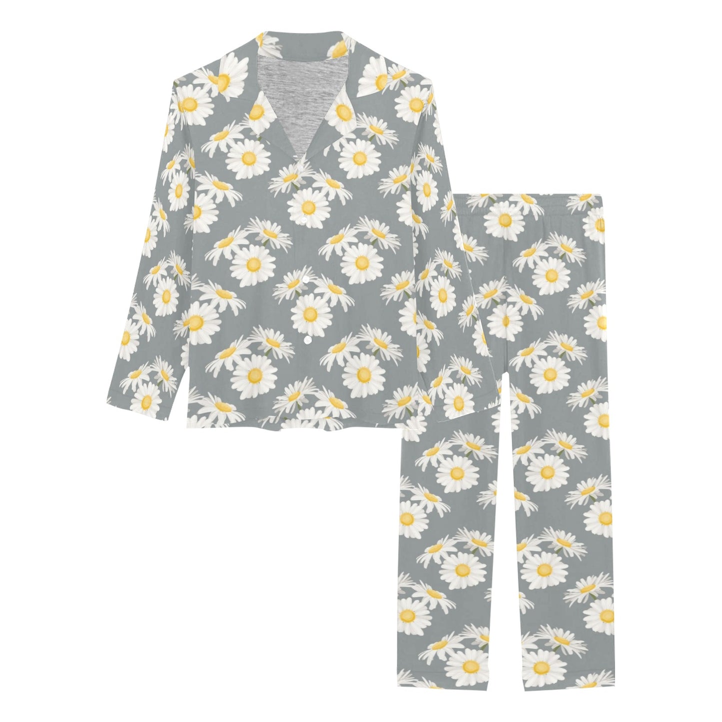 Daisy Pattern Print Design DS09 Women's Long Pajama Set