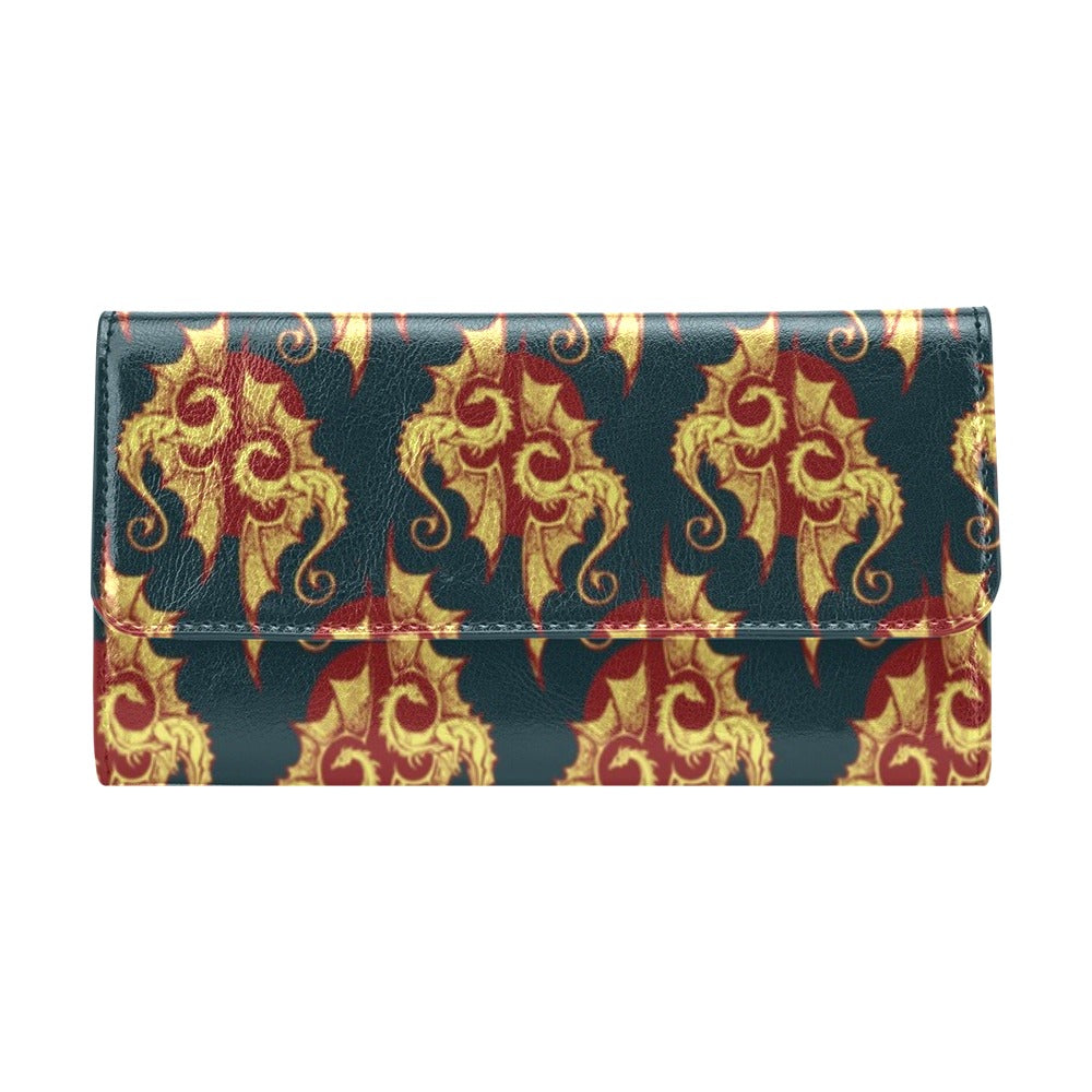 Dragons Gold Design Pattern Women's Trifold Wallet